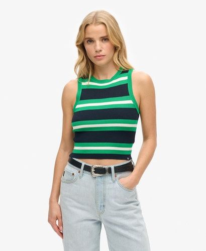 Damen , Grün und Weiß Feinstrick-tanktop Gestreift, Größe: 42 // - Größe: 42 - Superdry - Modalova