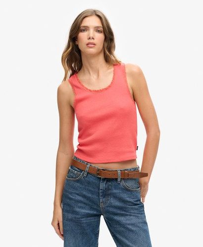 Damen Vintage Trägertop aus Bio-Baumwolle mit Spitzenbesatz, Größe: XS/S - Größe: XS/S - Superdry - Modalova