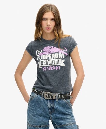 Damen Varsity T-Shirt in Ausbrenneroptik - Größe: 40 - Superdry - Modalova