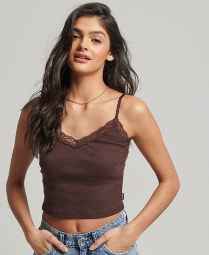 Women's Geripptes Trägertop mit Spitzenbesatz - Größe: XS/S - Superdry - Modalova