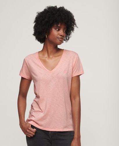 Women's Strukturiertes T-Shirt mit V-Ausschnitt und Stickerei - Größe: 36 - Superdry - Modalova