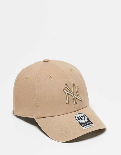 New York Yankees - Casquette épurée avec logo ton sur ton - Beige délavé - 47 Brand - Modalova