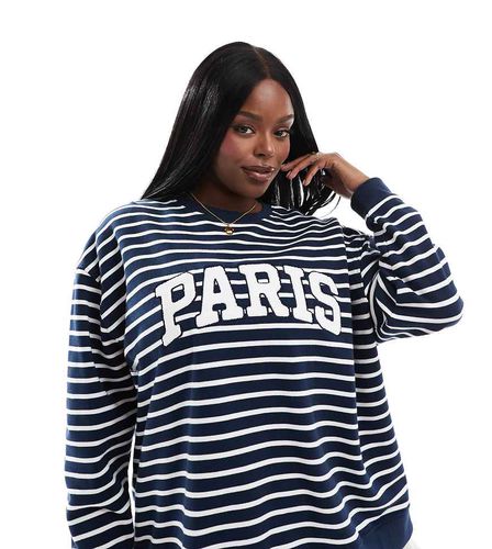 Exclusivité - Sweat rayé à motif Paris - Bleu marine - 4Th & Reckless Plus - Modalova