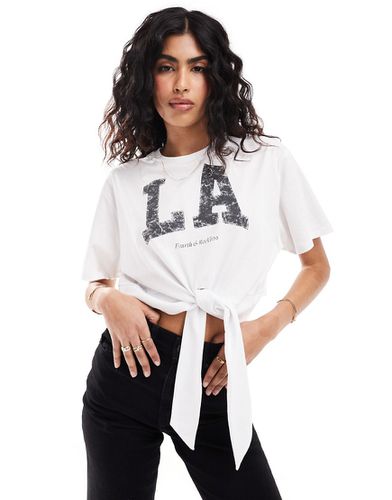 T-shirt crop top oversize avec liens devant et imprimé LA - 4Th & Reckless - Modalova