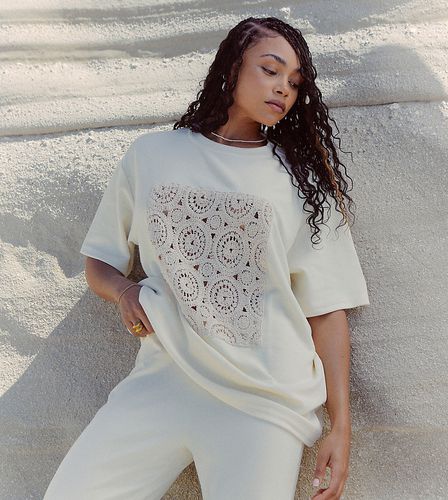 X Loz Vassallo - Lee - T-shirt d'ensemble de plage en maille au crochet - Crème - 4Th & Reckless - Modalova