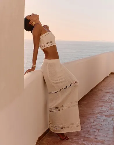 X Luana Barron - Odette - Robe de plage longue en maille - Crème - 4Th & Reckless - Modalova