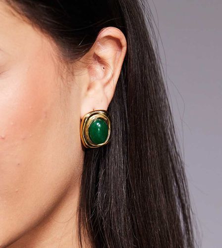 Boucles d'oreilles oversize en plaqué or 18 carats avec pierre verte - 8 Other Reasons - Modalova