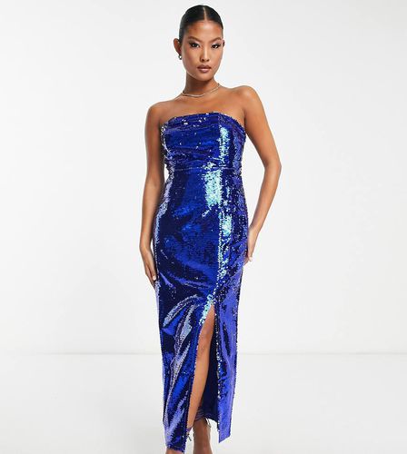 Exclusivité - Robe longueur mollet fendue à sequins - Cobalt - Collective The Label Petite - Modalova