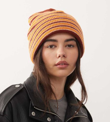 Bonnet en maille  rayures - Marron multicolore - Collusion - Modalova