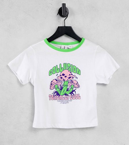 T-shirt à bordures contrastantes et imprimé champignon - Collusion - Modalova