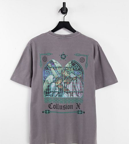 T-shirt d'ensemble en piqué avec imprimé vitrail au dos - Taupe - Collusion - Modalova