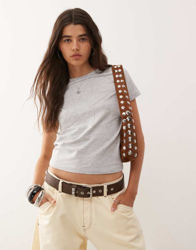 T-shirt effet rtrci  appliqu toile et coutures brutes - Collusion - Modalova