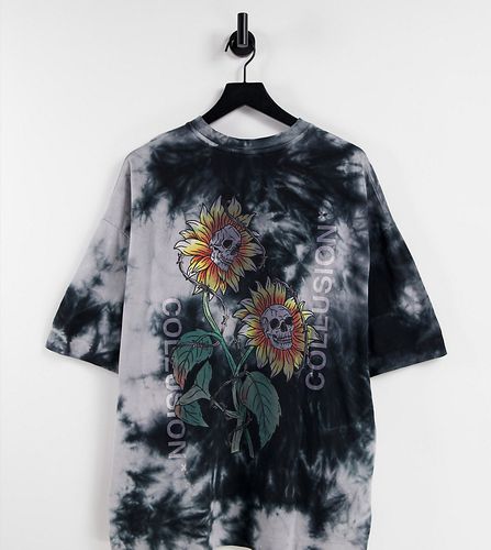T-shirt oversize avec imprimé en piqué effet tie-dye - Collusion - Modalova