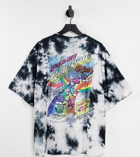 Unisex - T-shirt oversize effet tie-dye à imprimé Rainbow Ride - Collusion - Modalova