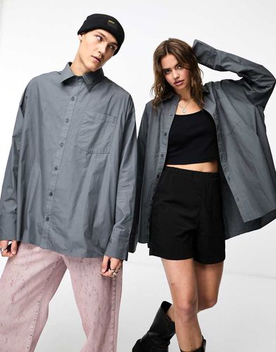 Unisex - Chemise ultra oversize à plis creux - Anthracite - Collusion - Modalova