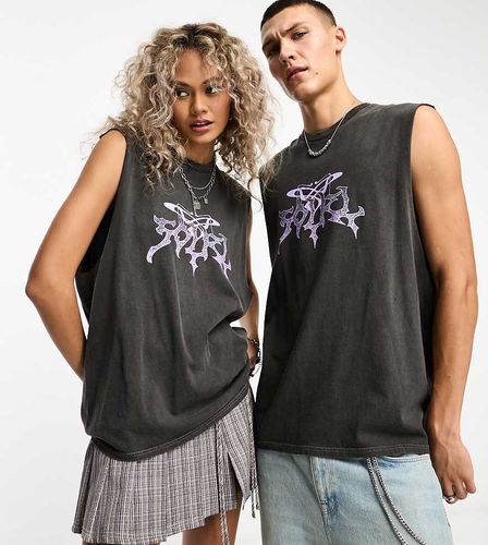 Unisex - Débardeur oversize avec imprimé tatouage sur le devant - Anthracite - Collusion - Modalova