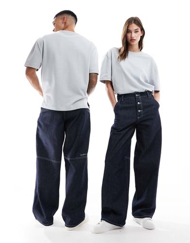 Unisex - Jean style charpentier baggy en denim brut - Collusion - Modalova