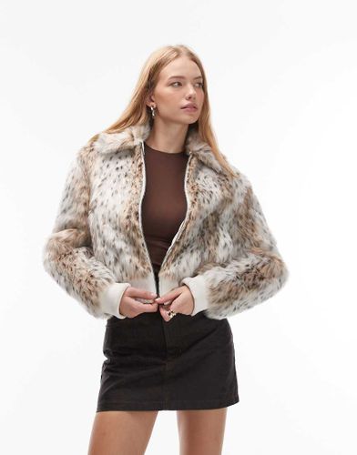 Veste en fausse fourrure imprim lopard des neiges - Collusion - Modalova