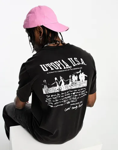 T-shirt à manches courtes avec imprimé Utopia sur la poitrine et au dos - Coney Island Picnic - Modalova