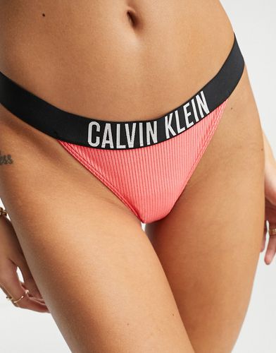 Bas de bikini échancré et côtelé à logo - Calvin Klein - Modalova