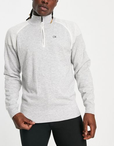 Sweat à fermeture éclair 1/4 avec détail nervuré - clair - Calvin Klein Golf - Modalova