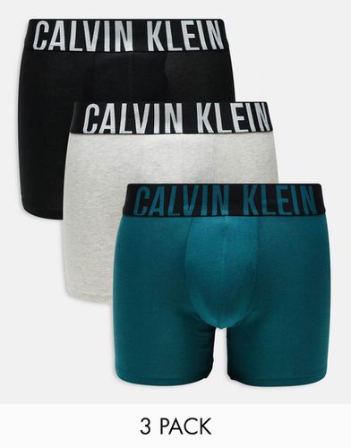 Intense Power - Lot de 3 boxers - Noir/gris/bleu - Calvin Klein - Modalova