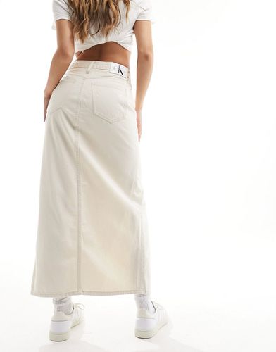 Jupe longue en jean fendue à l'avant - délavé - Calvin Klein Jeans - Modalova