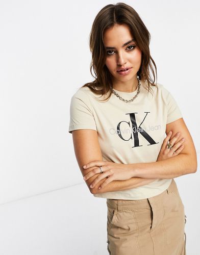 T-shirt crop top - Beige - Calvin Klein Jeans - Modalova