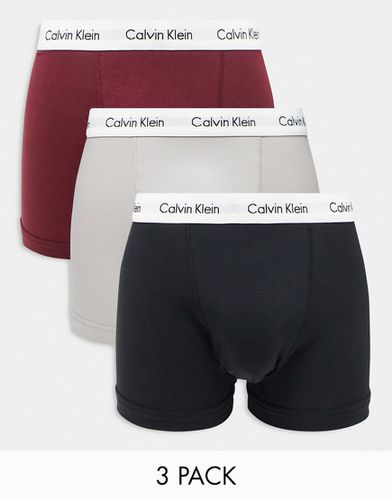 Lot de 3 boxers - Noir, gris et bordeaux - Calvin Klein - Modalova