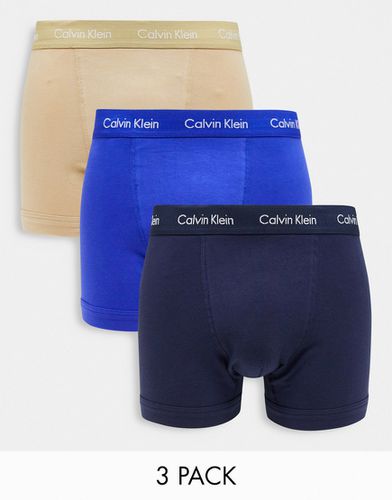 Lot de 3 boxers - Bleu marine, bleu et beige - Calvin Klein - Modalova