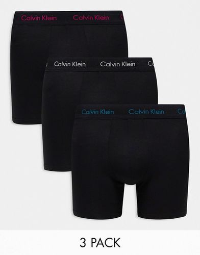 Lot de 3 boxers en coton stretch avec logo coloré - Calvin Klein - Modalova