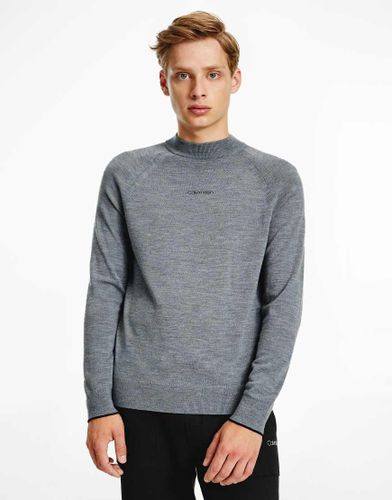 Pull à col montant en laine de qualité supérieure à petit logo centré - Calvin Klein - Modalova