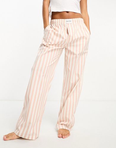 Pantalon de pyjama à rayures et logo à la taille - Beige - Calvin Klein - Modalova