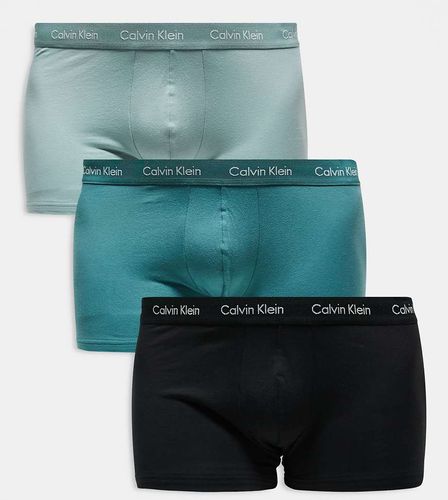 Plus - Cotton Stretch - Lot de 3 boxers taille basse - Vert/noir - Calvin Klein - Modalova