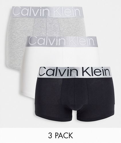 Steel - Lot de 3 boxers en coton - Noir/blanc/gris - Calvin Klein - Modalova