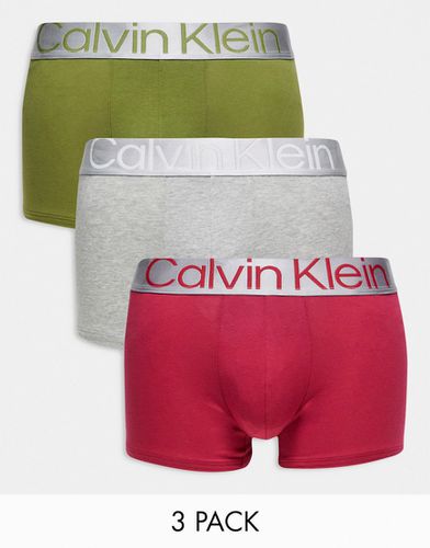 Steel - Lot de 3 boxers - Vert, gris et rose - Calvin Klein - Modalova