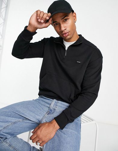 Sweat confort en coton mélangé avec demi-fermeture éclair et logo emblématique - Calvin Klein - Modalova