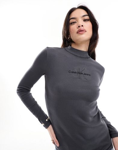 T-shirt côtelé à manches longues - Calvin Klein - Modalova