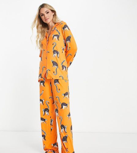 Ensemble de pyjama en jersey avec top boutonné et pantalon à imprimé lémuriens - Chelsea Peers Tall - Modalova