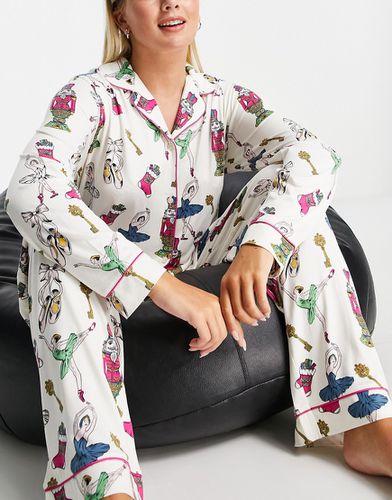 Pyjama avec top à revers et pantalon en jersey - Crème à imprimé Casse-Noisette - Chelsea Peers - Modalova
