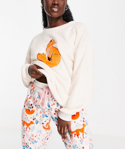 Pyjama en polaire à motif fleurs et renards - Chelsea Peers - Modalova