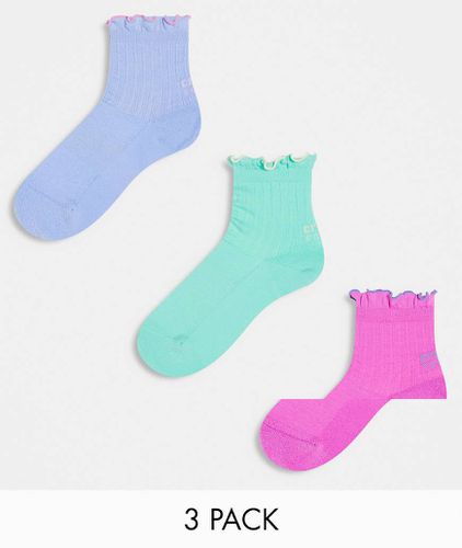 Lot de 3 paires de chaussettes à bord volanté - Tons pastel - Crocs - Modalova