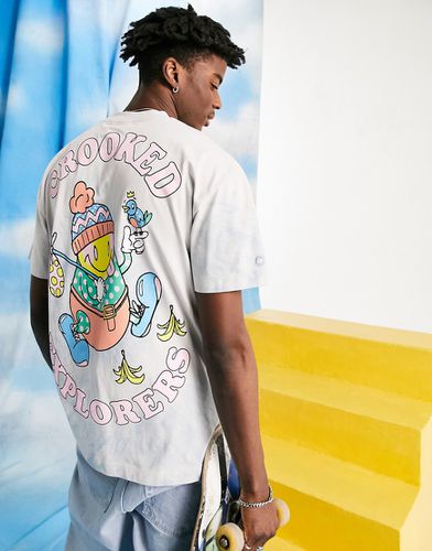 T-shirt effet tie-dye à imprimé Crooked Explorer - Crooked Tongues - Modalova