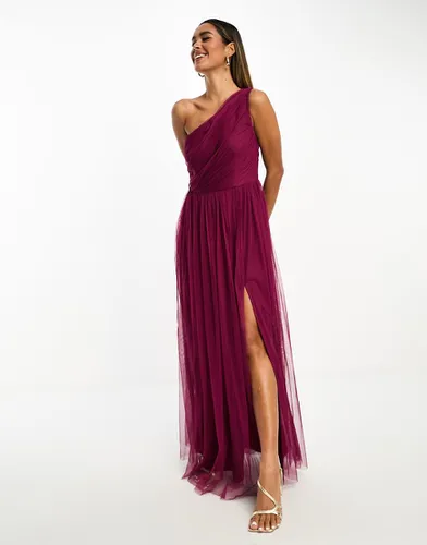 Robe asymétrique longue de demoiselle d'honneur en tulle - Baie - Anaya - Modalova