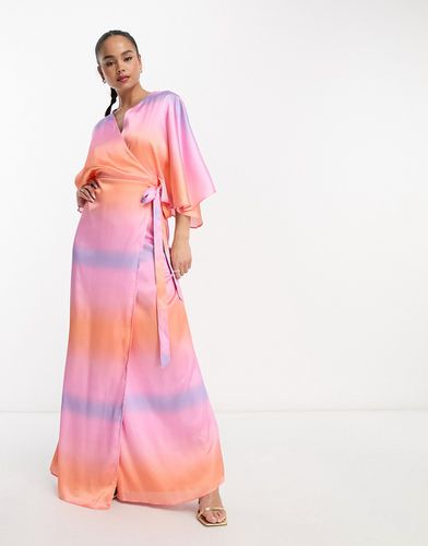 Robe portefeuille longue à manches kimono et imprimé dégradé - Anaya - Modalova