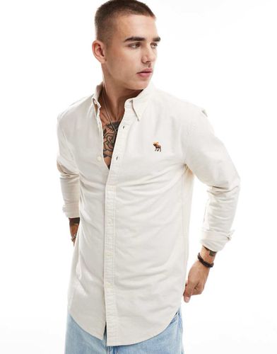 Chemise Oxford avec logo emblématique - Beige - Abercrombie & Fitch - Modalova