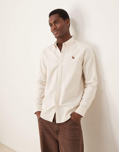 Chemise Oxford avec logo emblématique - Beige - Abercrombie & Fitch - Modalova