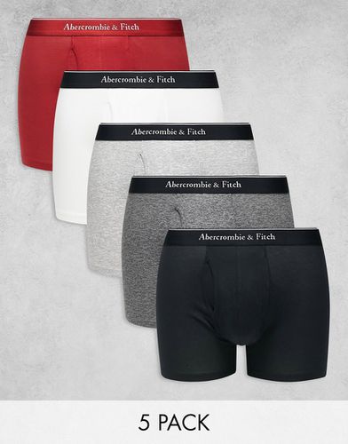 Lot de 5 boxers avec logo contrastant à la taille - Rouge/neutre - Abercrombie & Fitch - Modalova