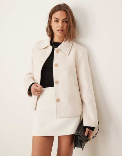 Manteau court en laine - Crème - Abercrombie & Fitch - Modalova