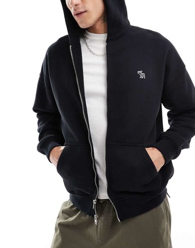 Sweat à capuche zippé avec broderie logo emblématique - Abercrombie & Fitch - Modalova